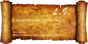 Lazarovits Irén névjegykártya